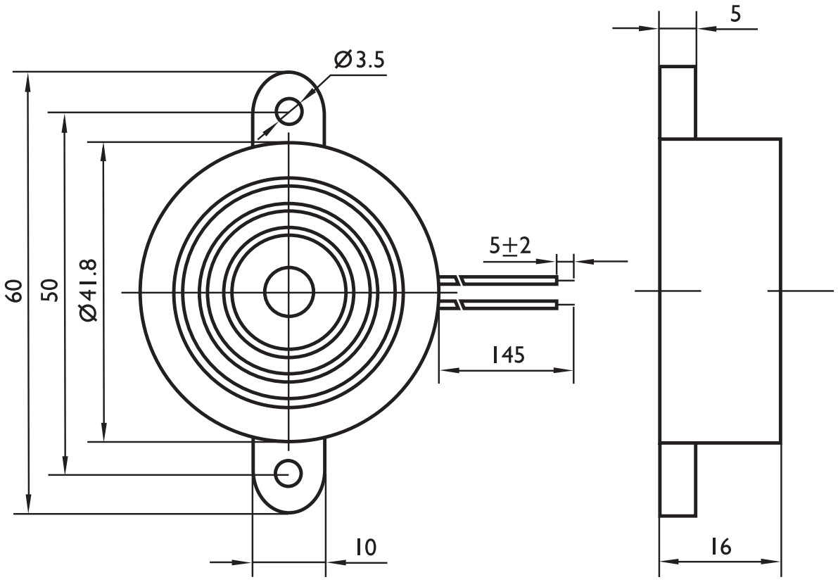 זמזם פיאזו לאלקטרוניקה PRO SIGNAL ABT-438-RC